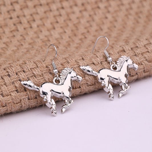 Little Cute Alloy Jewelry Zodiac Animal Horse Earrings