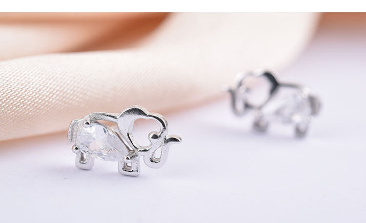 Tremella Nails Female Cute Elephant Earrings 925 Silver Small Elephant Silver Jewelry Jewelry Simple Earrings Accessories