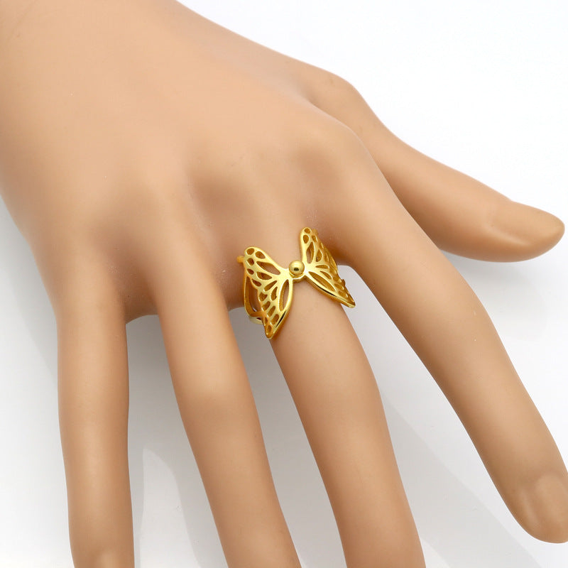 Butterfly Wings Flying Hollow Ring Ring