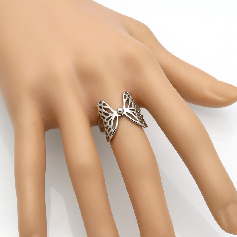 Butterfly Wings Flying Hollow Ring Ring
