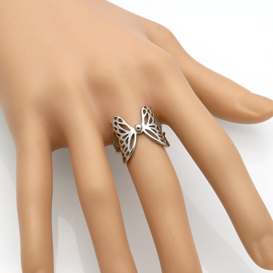 Butterfly Wings Flying Hollow Ring Ring