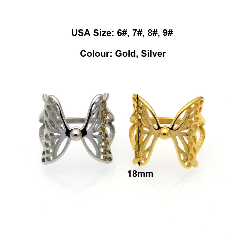 Butterfly Wings Flying Hollow Ring Ring