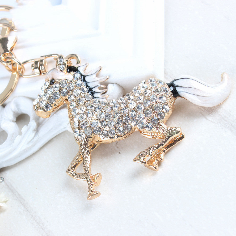 Zodiac Horse Horse Crystal Diamond Men's Keychain