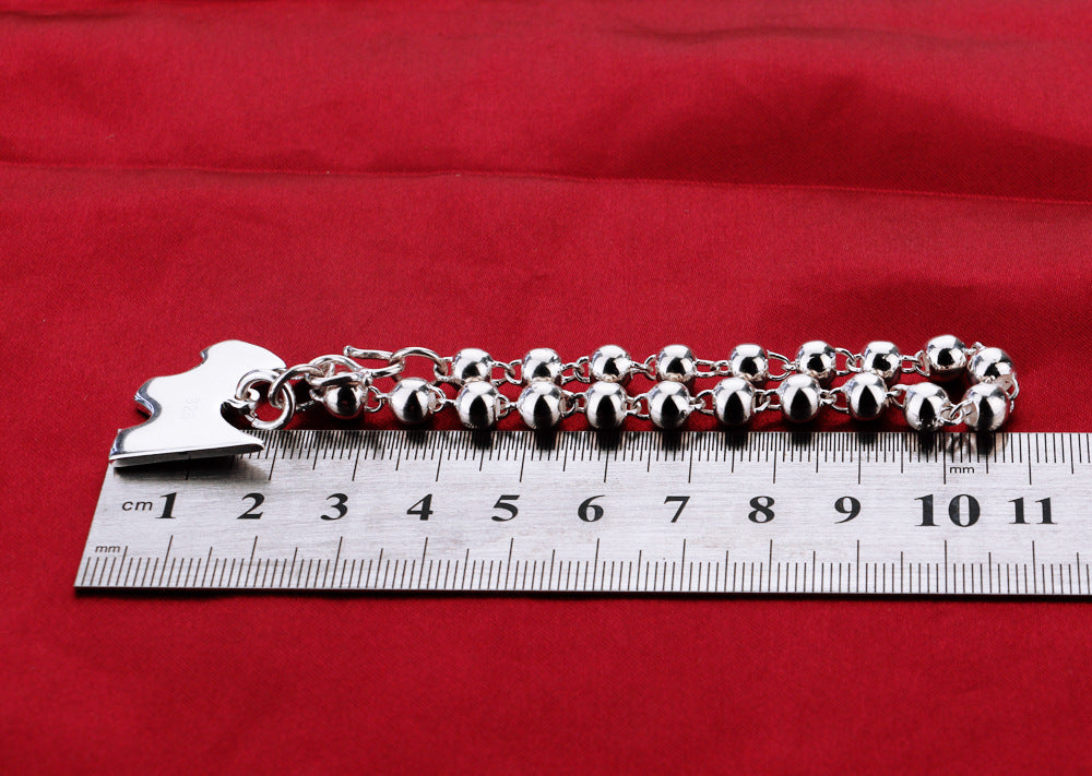 925 Sterling Silver Bead Chain Bracelet Female Cute Dog Pendant