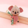Cute Cartoon Metal Rhinestone Koala Keychain