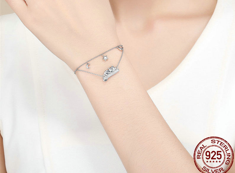 Cat Bracelet S925 Sterling Silver Personalized Fashion Jewelry