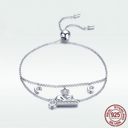 Cat Bracelet S925 Sterling Silver Personalized Fashion Jewelry