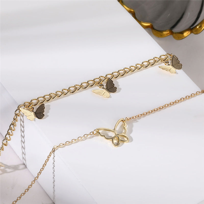 Butterfly Choker Necklace Jewelry Layered-Chain Female Women Cute Gold-Color Fashion