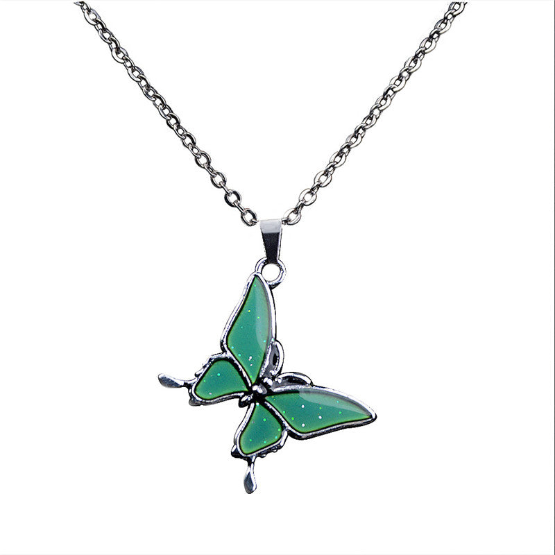 Butterfly Thermochromic Necklace O-shaped Stainless Steel Necklace