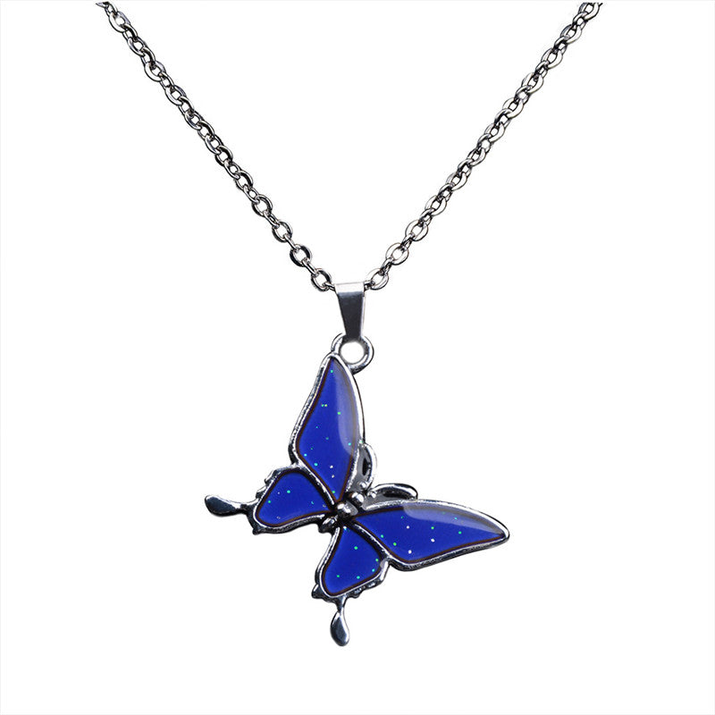 Butterfly Thermochromic Necklace O-shaped Stainless Steel Necklace