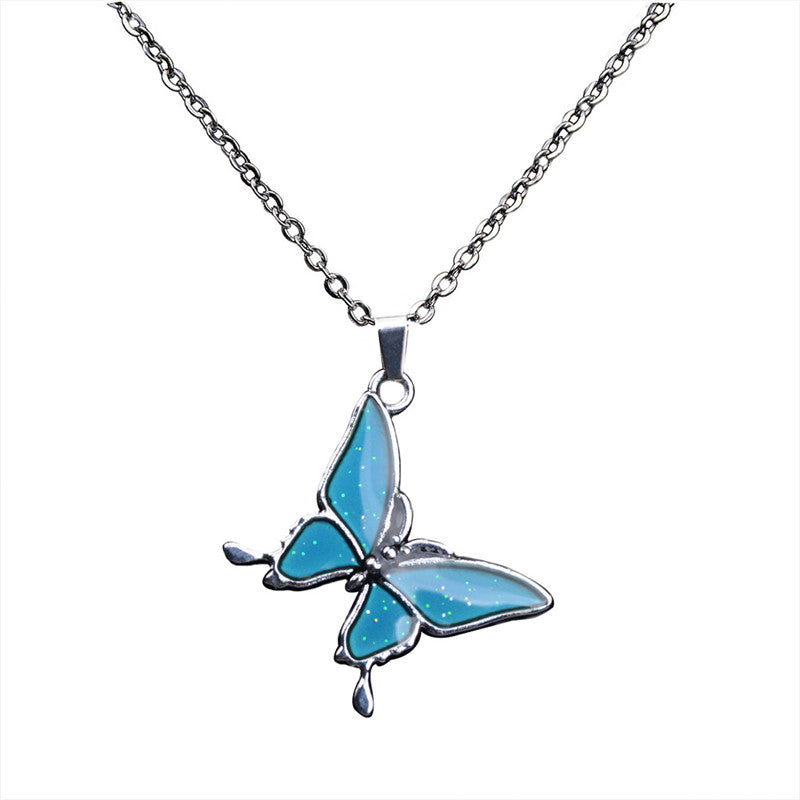 Butterfly Thermochromic Necklace O-shaped Stainless Steel Necklace