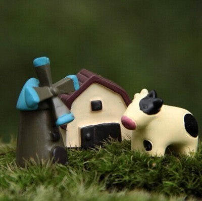 Micro Landscape Decoration Set Eco Bottle Accessories Succulent Decoration Mini Cute Animal Three-Piece Jewelry Decoration