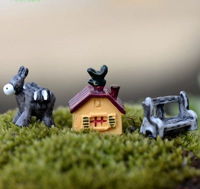 Micro Landscape Decoration Set Eco Bottle Accessories Succulent Decoration Mini Cute Animal Three-Piece Jewelry Decoration