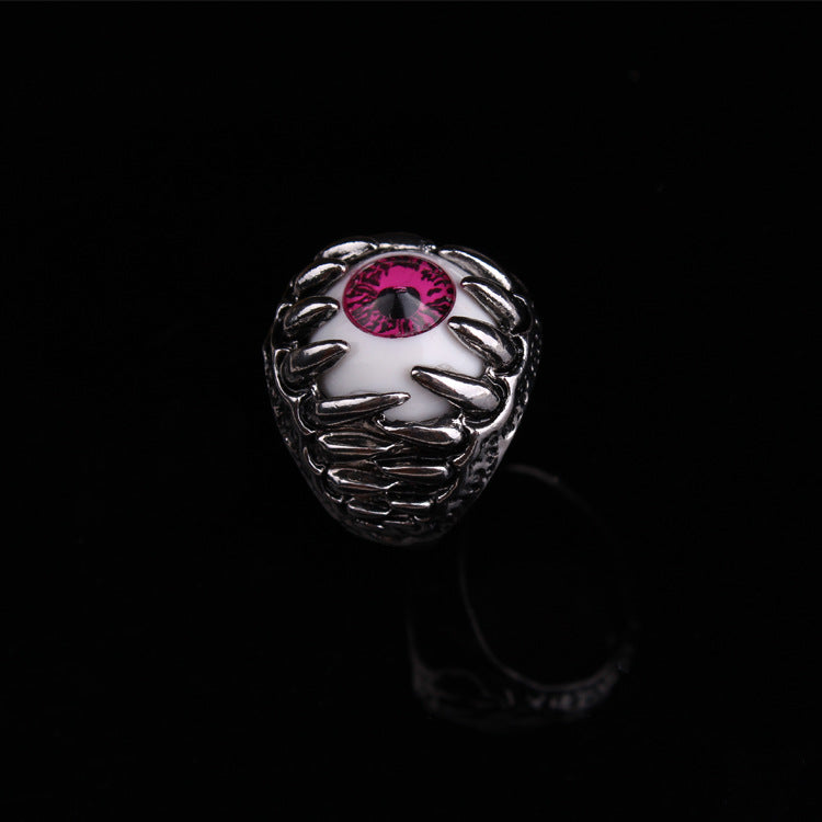 European And American Fashion Retro Devil'S Eye Skull Ring Personality Titanium Steel Eye Ring Men'S Punk Hand Jewelry