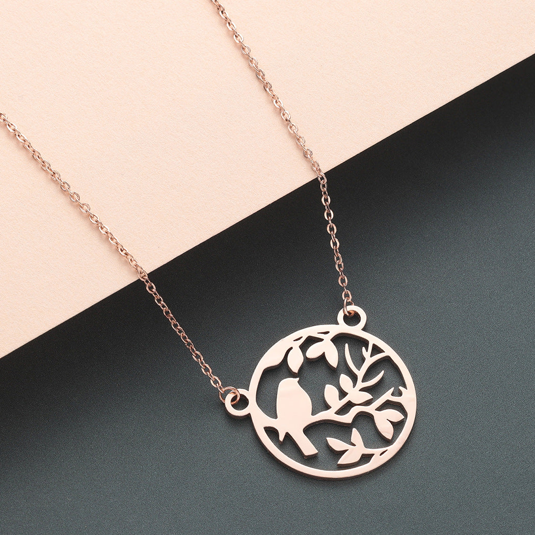New Stainless Steel Animal Bird Necklace Fashion Sparrow Necklace