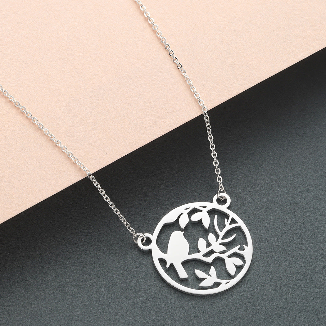 New Stainless Steel Animal Bird Necklace Fashion Sparrow Necklace