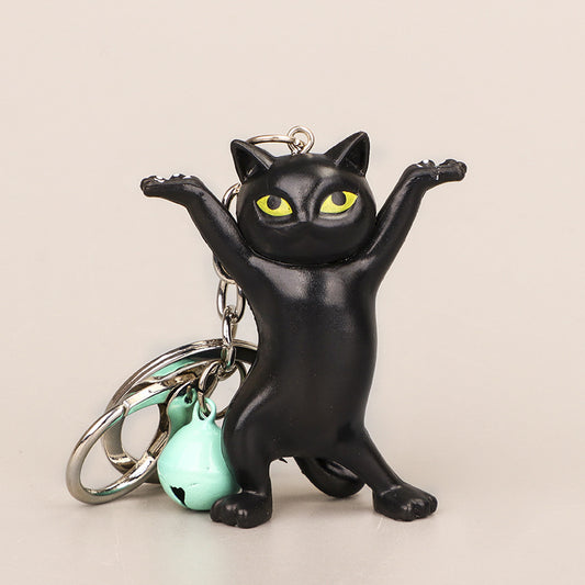 Dancing Cat Keychain Cartoon Enchanting Kitten Pendant Bag Pendant Small Gift