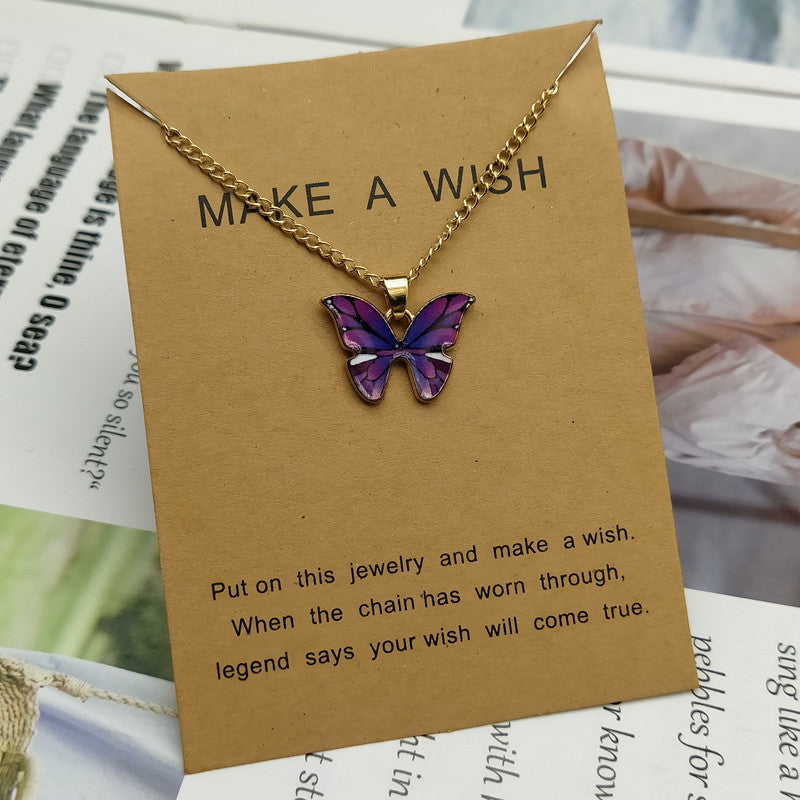 Korean Fashion Cute Butterfly Pendant Necklace for Women Golden Color Statement Necklace Jewelry Gifts Wholesale Dropshipping
