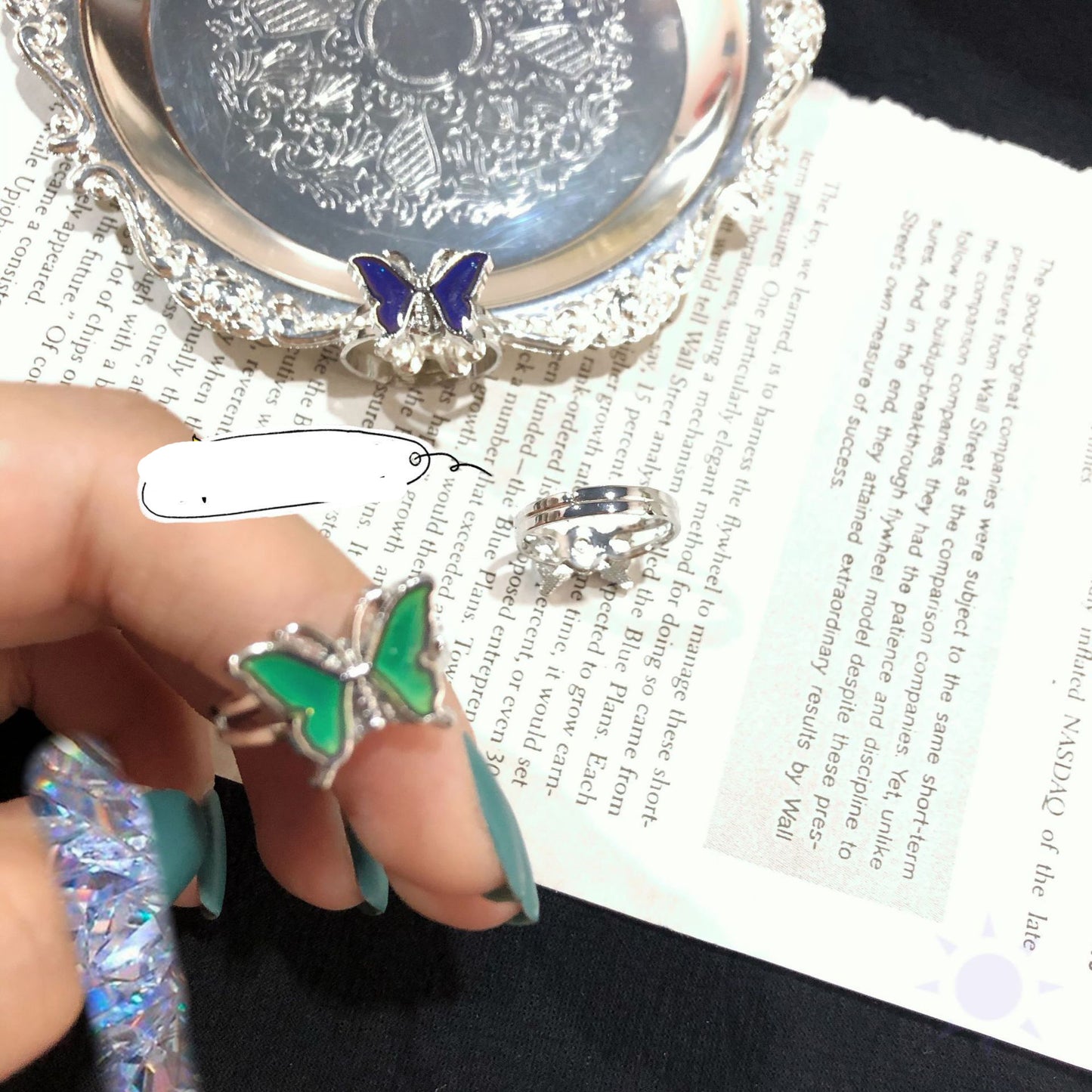 Temperature Changing Cartoon Animal Adjustable Ring Butterfly Panda Crystal Turtle Dinosaur Charm For Women Rings Jewelry Gifts