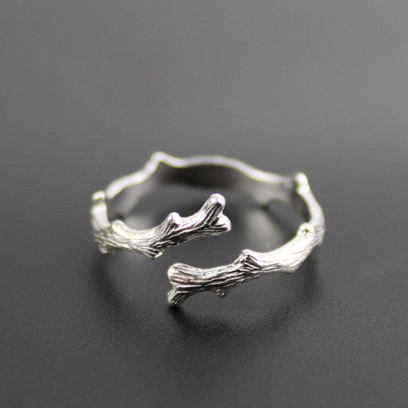S925 Silver Ring  Literary Branch Adjustable  Ring