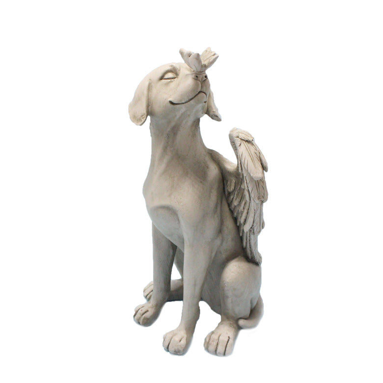 Angel Dog Decoration Creative Resin Pet Garden Animal Statue Decoration
