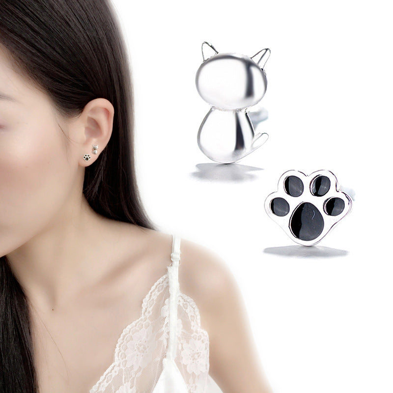Black Drop Glaze Earring For Kitty