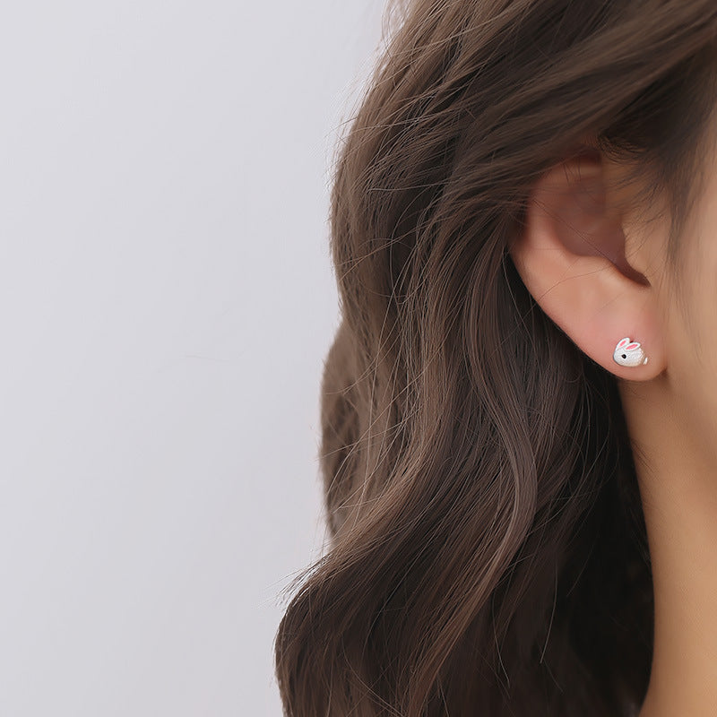 Cute Animal Small  Three-dimensional Rabbit Earrings
