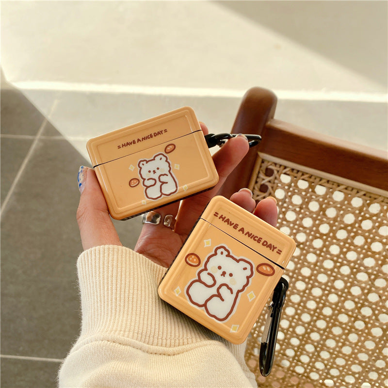 Compatible with Apple, Cute Cartoon Lovely Bear Case For Apple AirPods 2 1 Pro Charging Box Silicone Shell Earphone Protection Cover Box Keyring Fundas