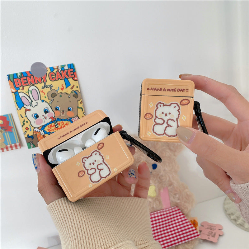 Compatible with Apple, Cute Cartoon Lovely Bear Case For Apple AirPods 2 1 Pro Charging Box Silicone Shell Earphone Protection Cover Box Keyring Fundas