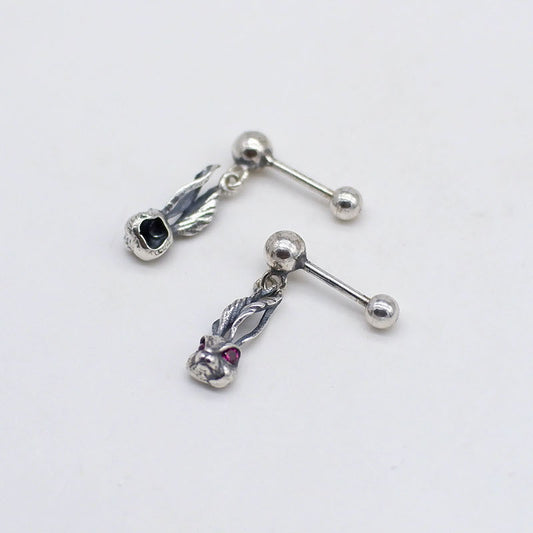 Vintage Thai Silver Small Animal Ear Bone Stud Earrings Earrings Earrings