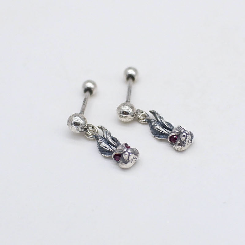 Vintage Thai Silver Small Animal Ear Bone Stud Earrings Earrings Earrings