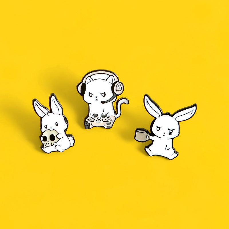 Creative Cute Little White Rabbit Funny Brooch Jewelry