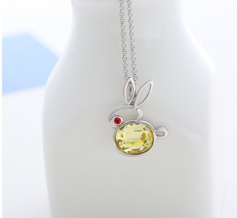 Wholesale Fashion Diamond Rabbit Necklace Stone Jewelry Multiple Pendants Necklace
