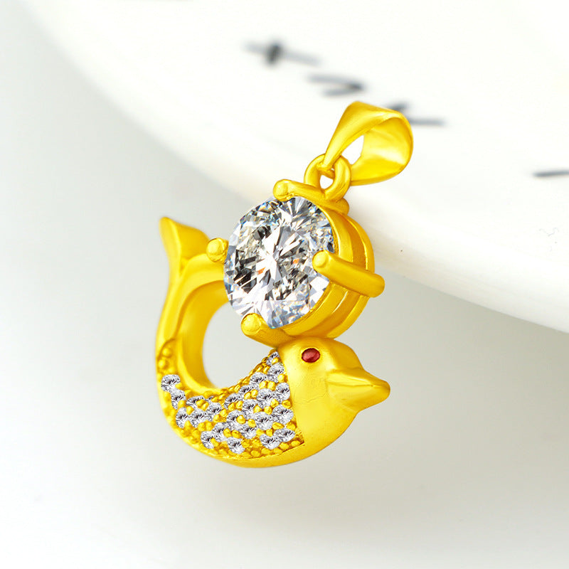 24k Gold-plated Jewelry Exquisite Diamond Dolphin Pendant