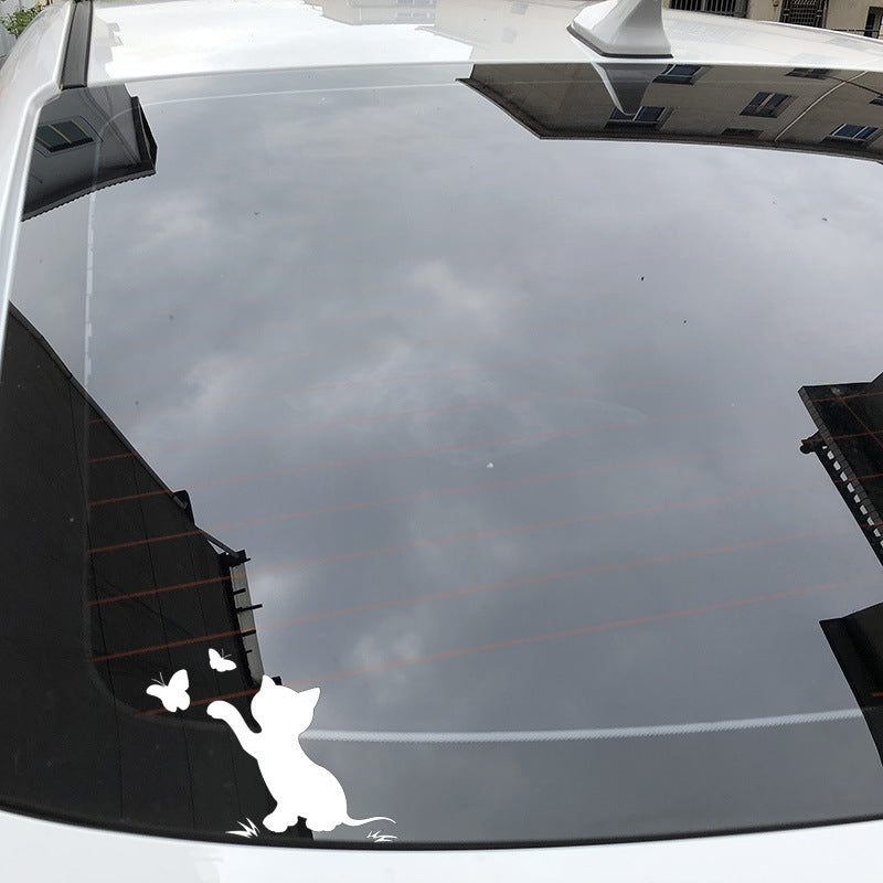 Cute Cartoon Cat Butterfly Car Sticker