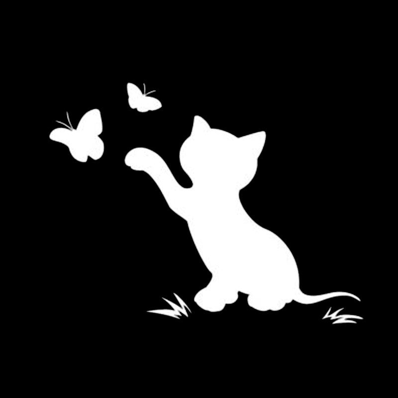 Cute Cartoon Cat Butterfly Car Sticker