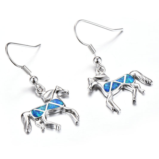 Opal small animal pony earrings