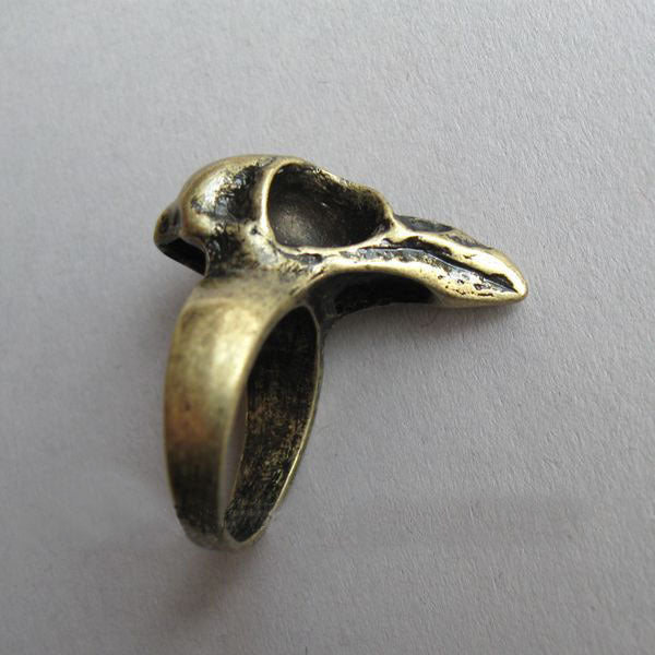 Bird skull ring crow bird head ring