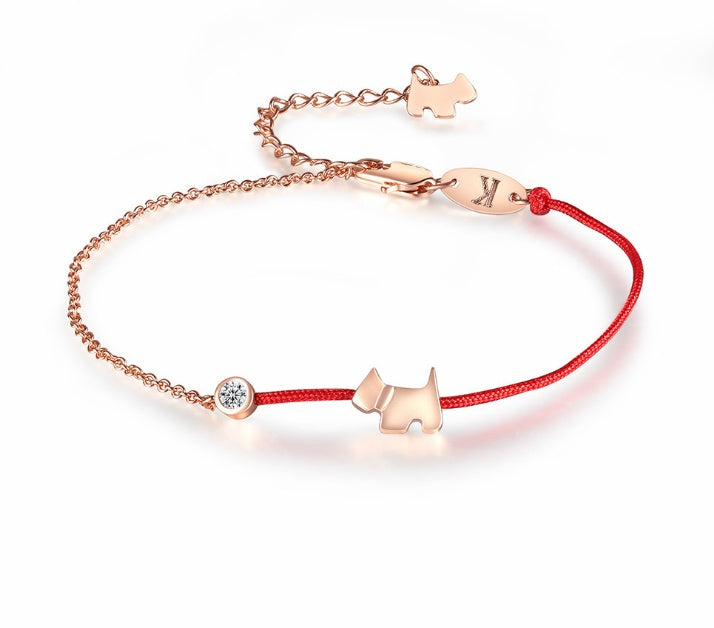 The birth year red rope bracelet dog year female zodiac dog sterling silver lucky hand rope zodiac couple bracelet pair simple