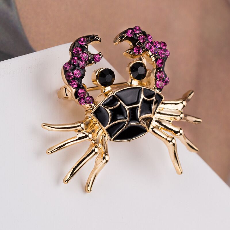 Personality Black Dark Purple Drop Oil Little Crab Brooch