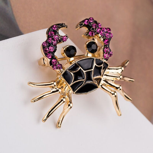 Personality Black Dark Purple Drop Oil Little Crab Brooch