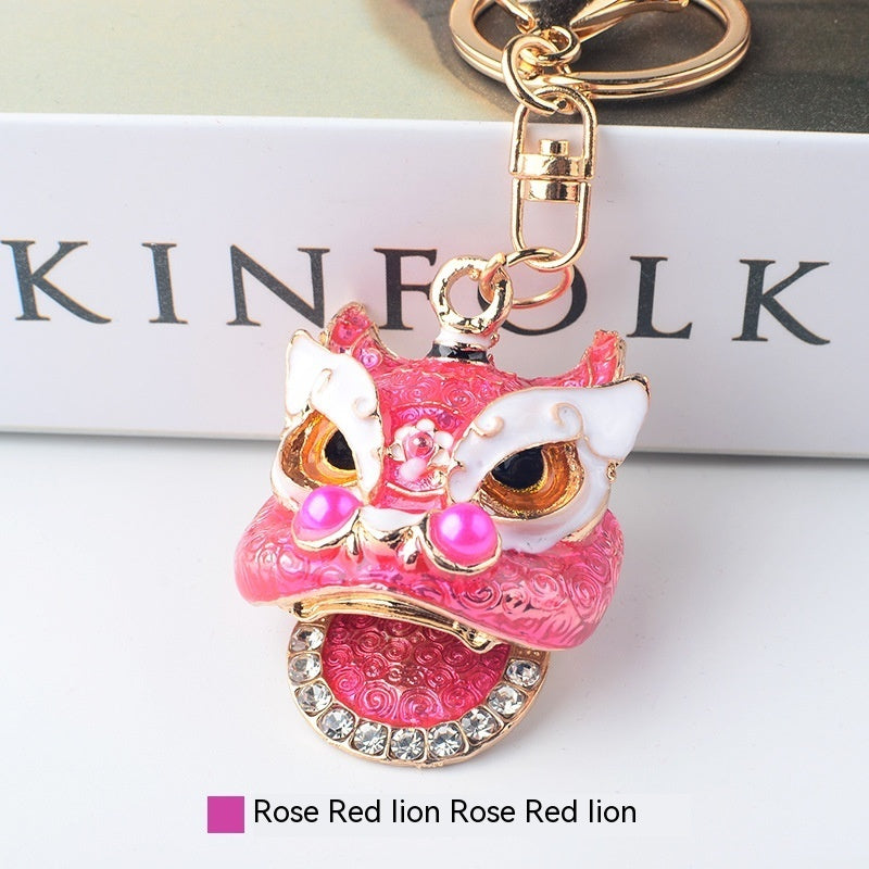 Lion Keychain With Diamond Pendant
