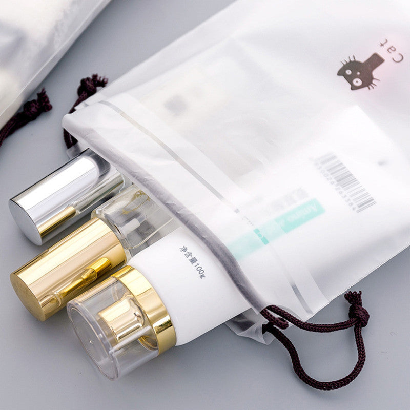 Cartoon black cat drawstring storage bag