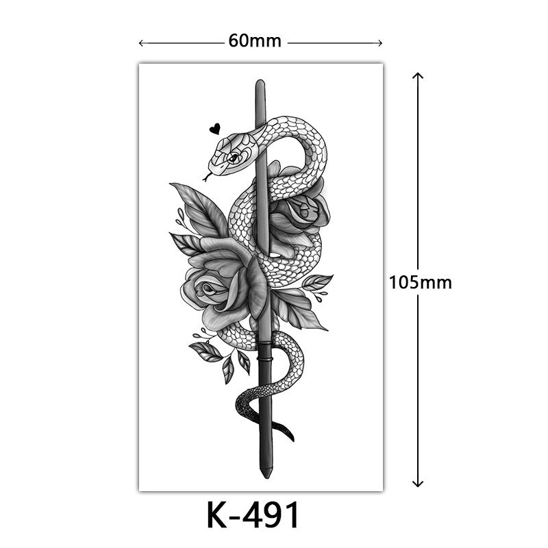 English Letter Flower Butterfly Sketch Line Waterproof Tattoo Sticker
