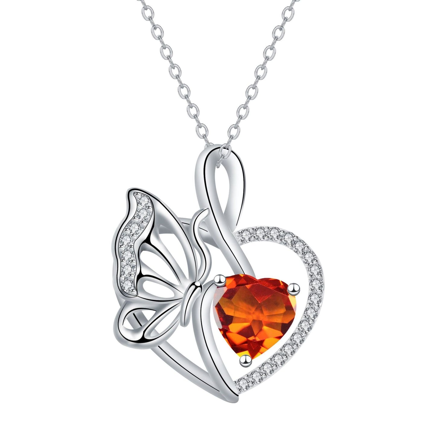 Love Butterfly Inlaid Jewelry High Sense Stylish Elegant Necklace Women