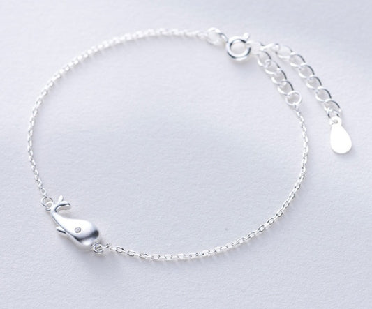 Whale sterling silver bracelet female Korean version of the simple birthday gift 925 bracelet
