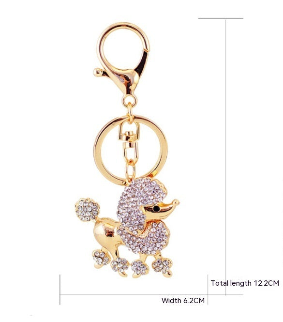 Cartoon Crystal Poodle Puppy Accessories Keychain Pendant Women's Bag Accessories
