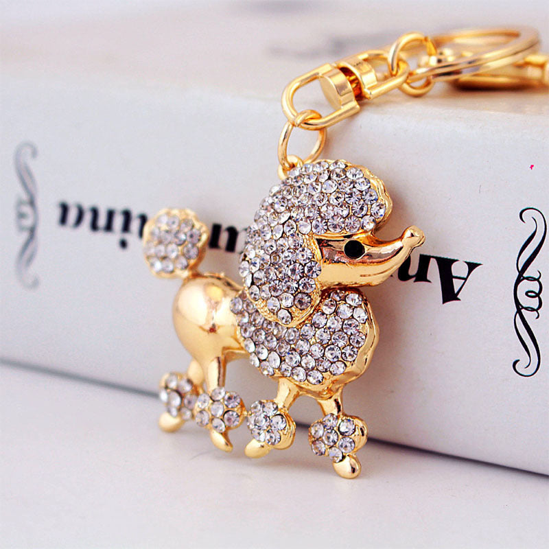 Cartoon Crystal Poodle Puppy Accessories Keychain Pendant Women's Bag Accessories