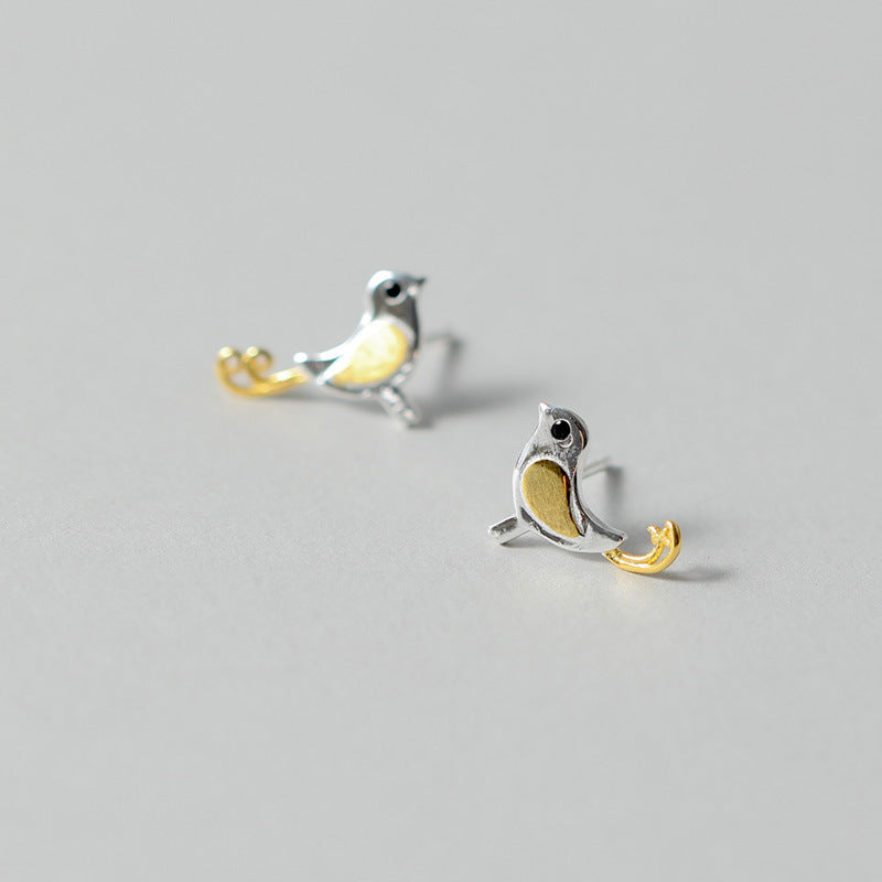 S925 Silver Girl Fashion Bird Earrings Jewelry