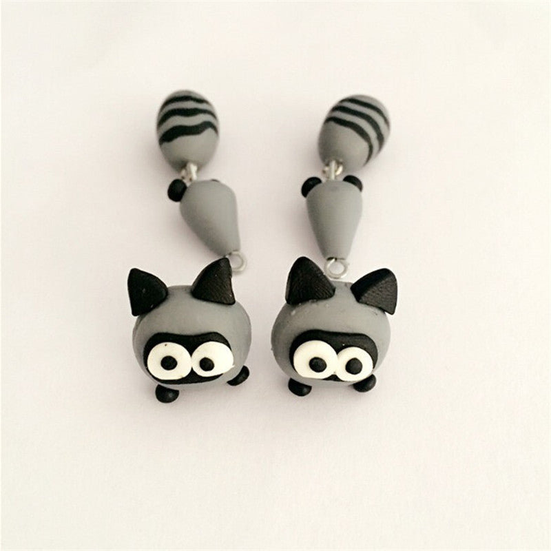 Animal Soft Clay Earrings Cute Cartoon Handmade Earrings